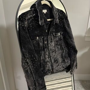 P O L size M studded distressed corduroy jacket
